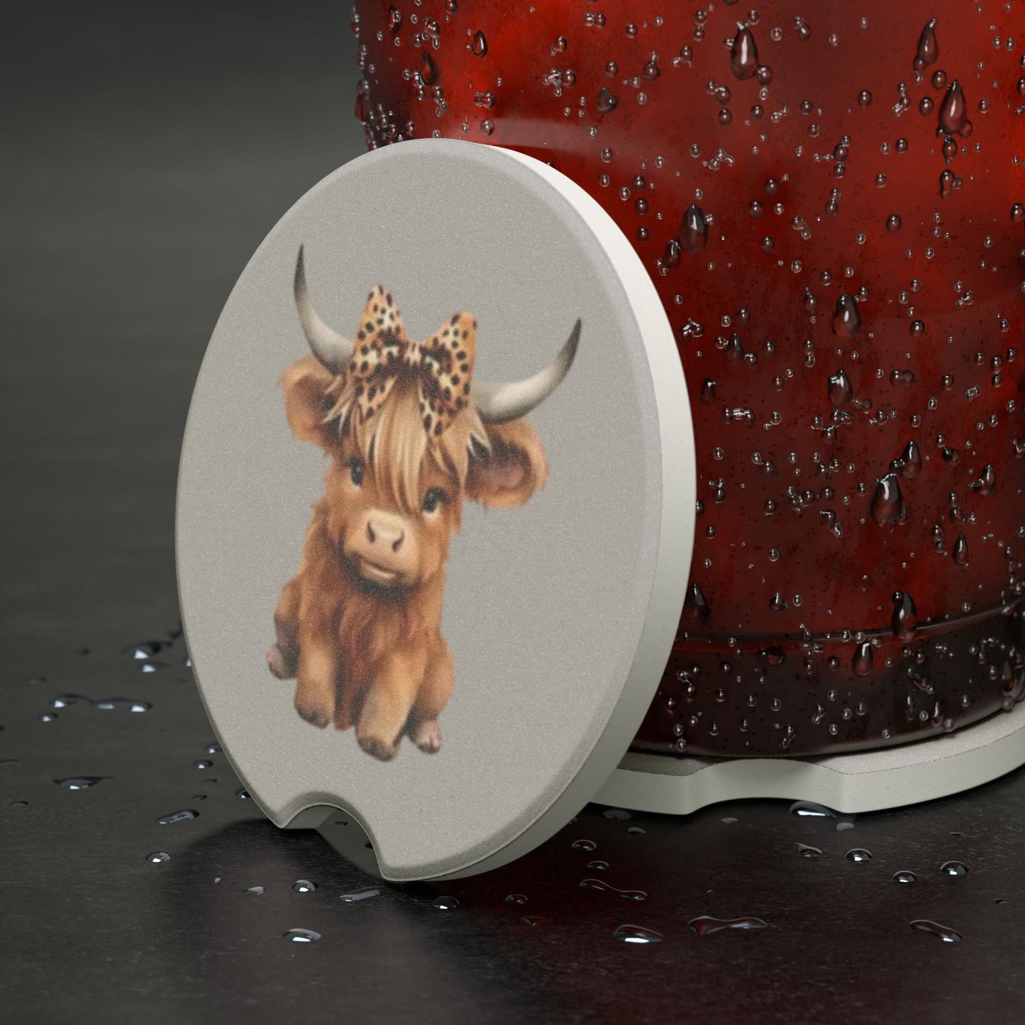 Baby Highland Cow Soapstone Car Coaster