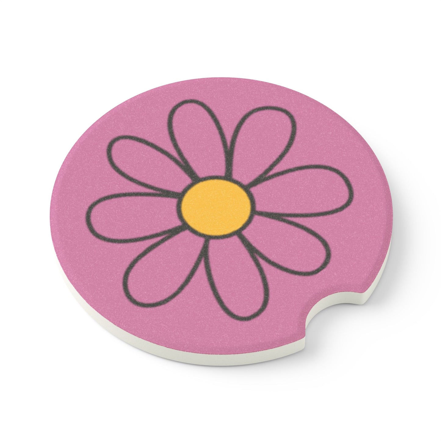 Pink Daisy Soapstone Car Coaster