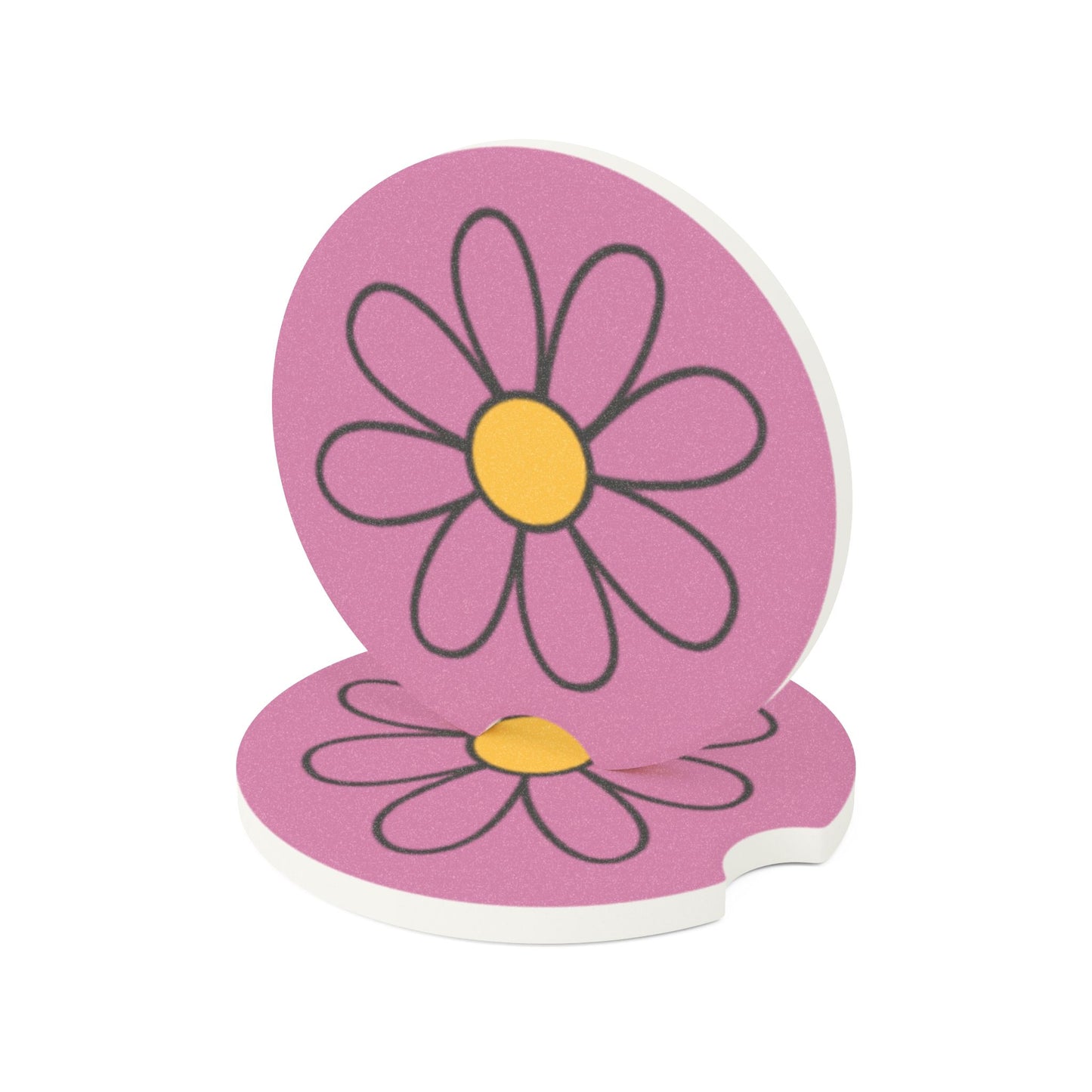 Pink Daisy Soapstone Car Coaster