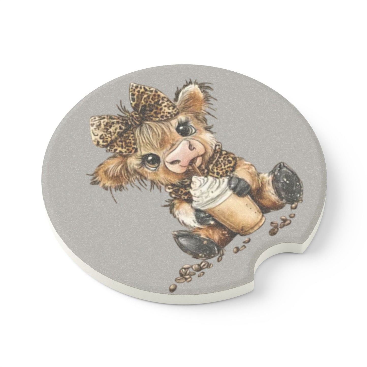 Baby Highland Cow Soapstone Car Coaster