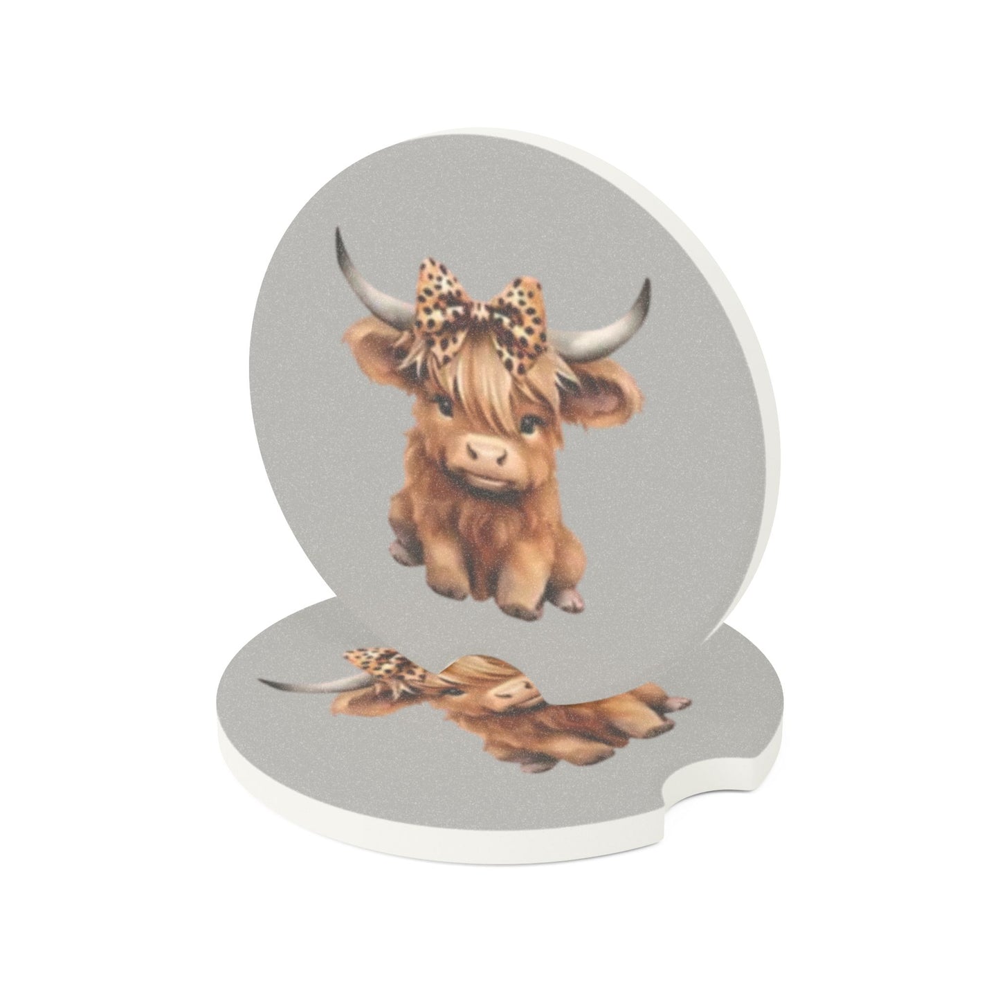 Baby Highland Cow Soapstone Car Coaster