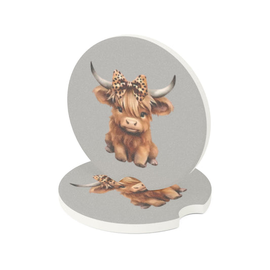 Baby Highland Cow Soapstone Car Coaster
