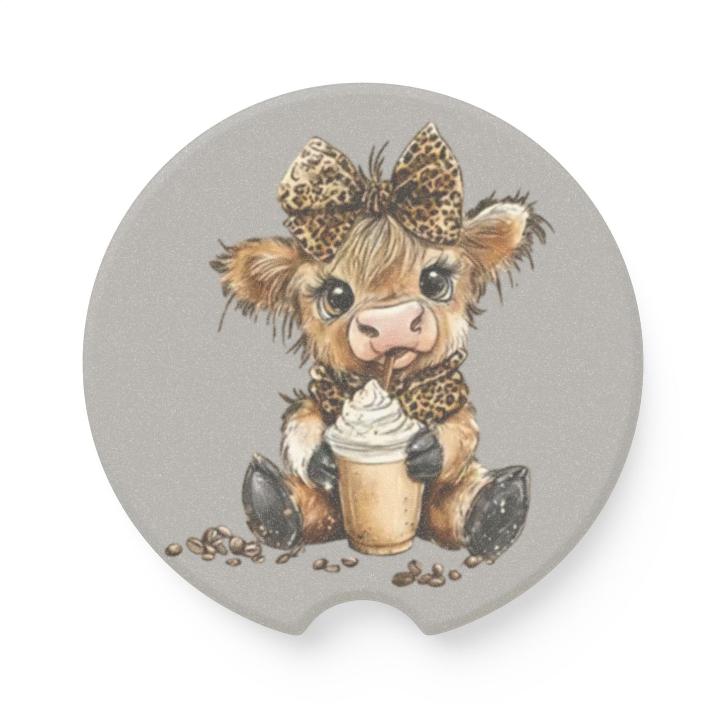 Baby Highland Cow Soapstone Car Coaster