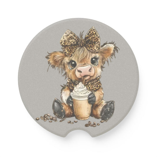 Baby Highland Cow Soapstone Car Coaster