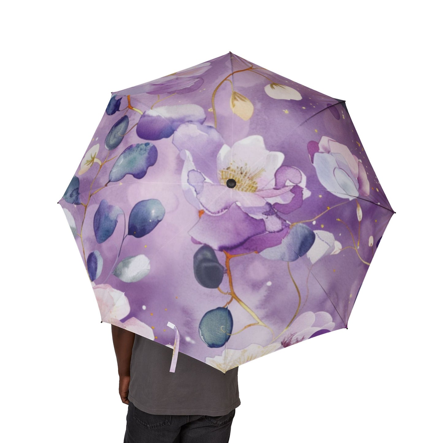 Purple Semi-Automatic Foldable Umbrella