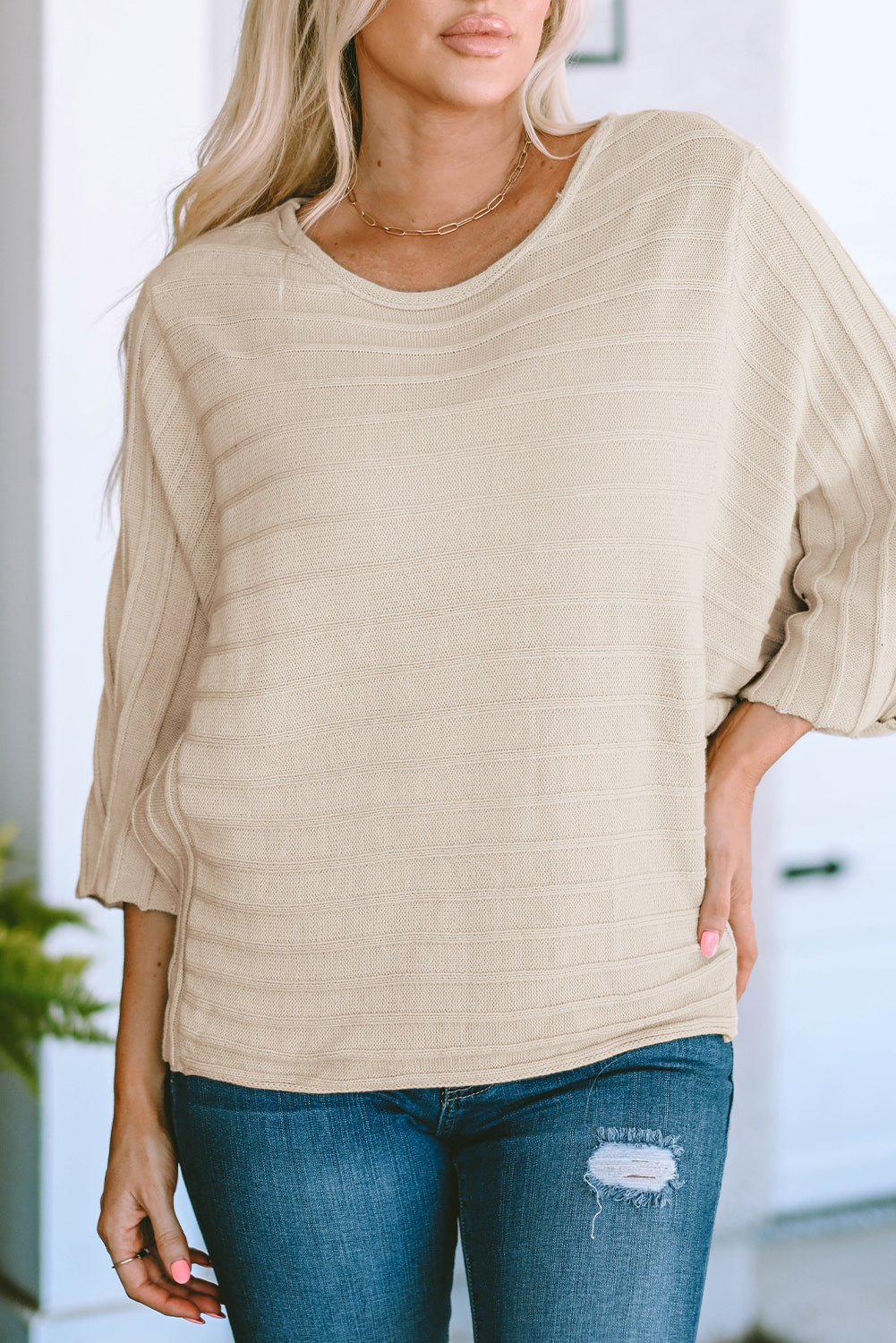 Ella Ribbed Knit Dolman Sweater