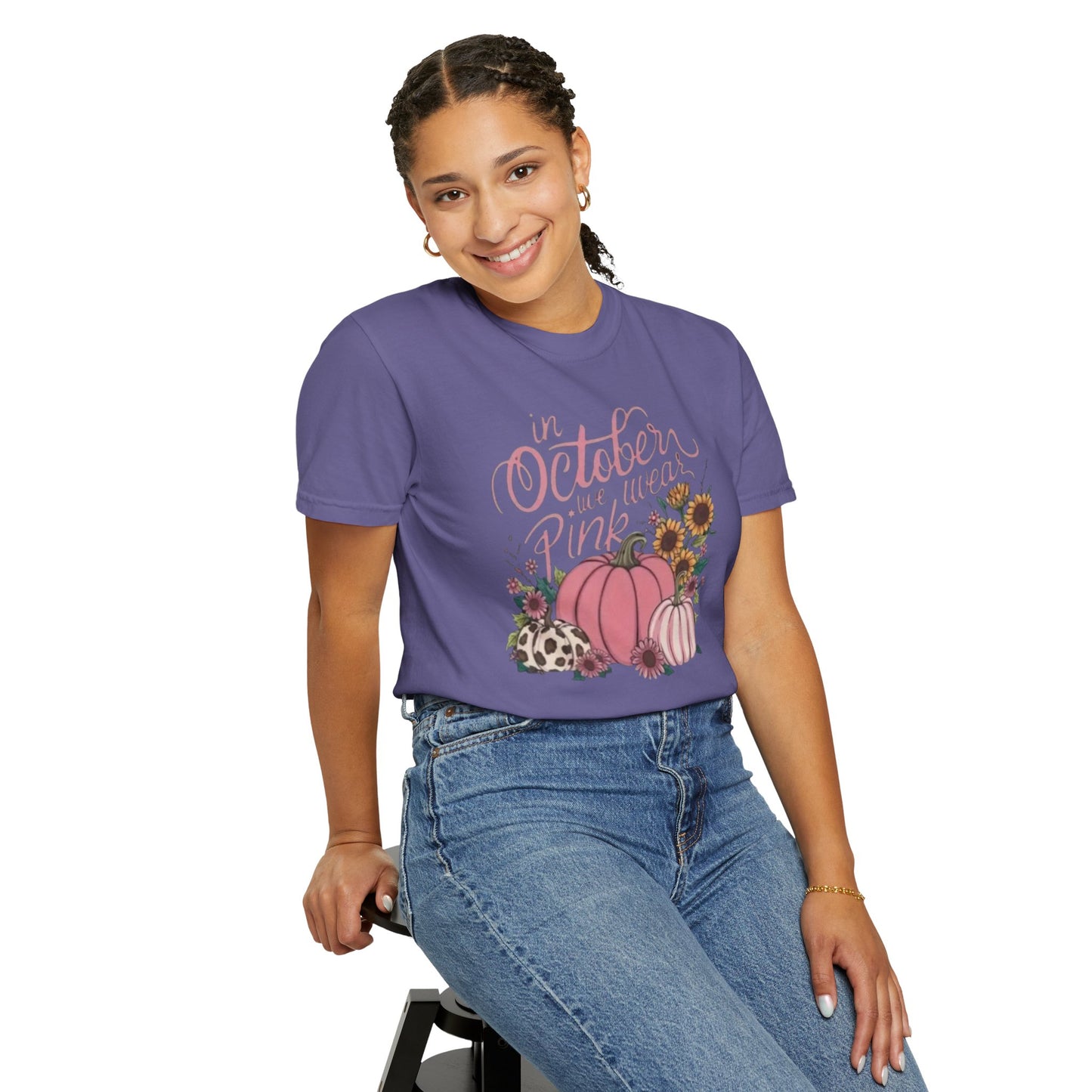 In October We Wear Pink Unisex Garment-Dyed T-shirt
