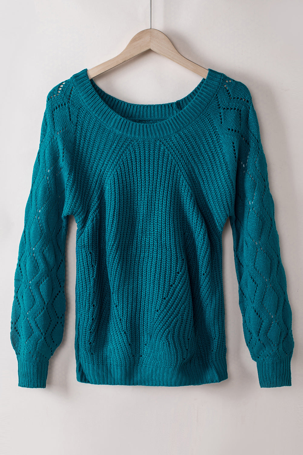 Lia Hollow-out Puffy Sleeve Knit Sweater